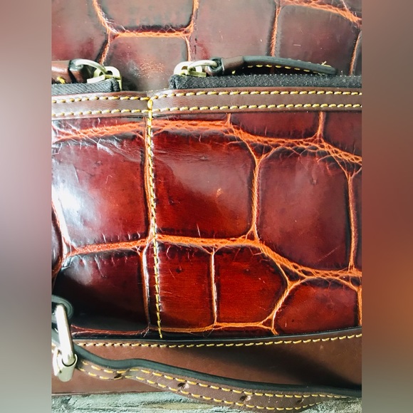 Dooney & Bourke Croc Embossed Double Pocket Satchel - Picture 10 of 12